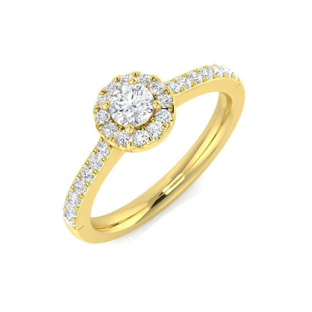 Halo Diamond Ring 0.46ct – SL9305 – 18k Yellow Gold