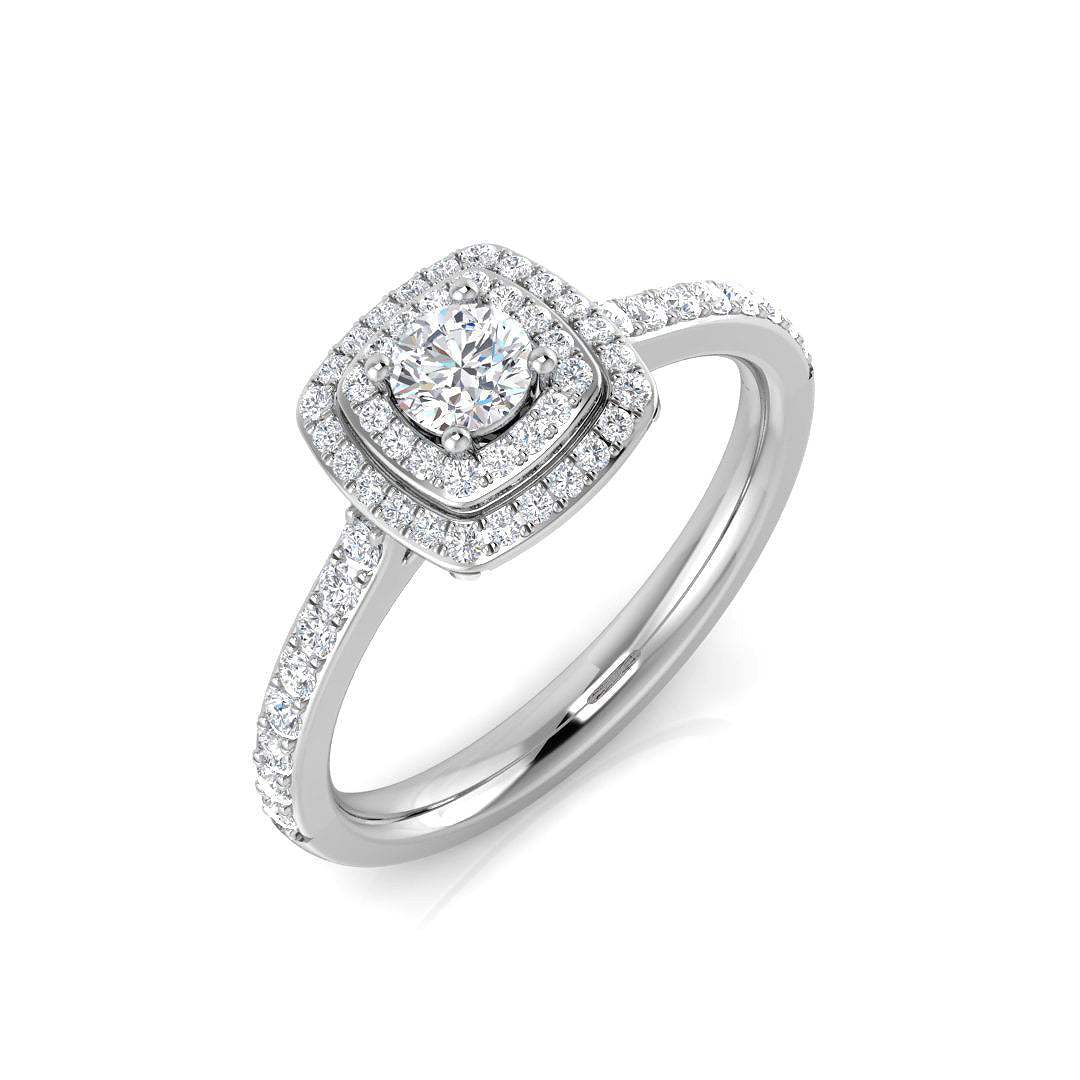 Halo Diamond Ring 0.35ct–0.48ct – SL8963 – 18k White Gold