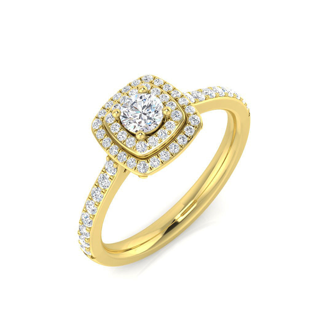 Halo Diamond Ring 0.35ct–0.48ct – SL8963 – 18k Yellow Gold