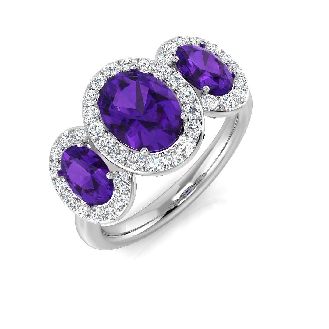 Three Stone Diamond Ring 2.28ct – SL9407A~AME – 18k White Gold