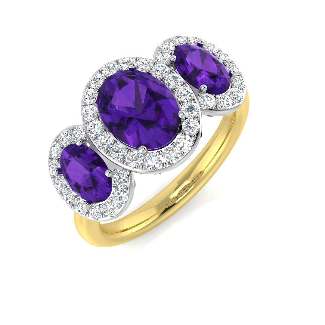 Three Stone Diamond Ring 2.28ct – SL9407A~AME – 18k Yellow Gold