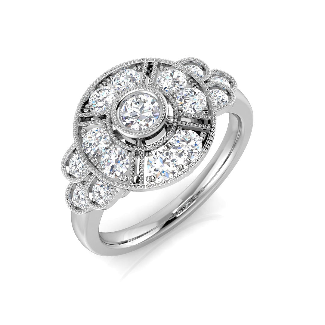 Vintage Diamond Ring 0.32ct–0.74ct – SL9158 – 18k White Gold