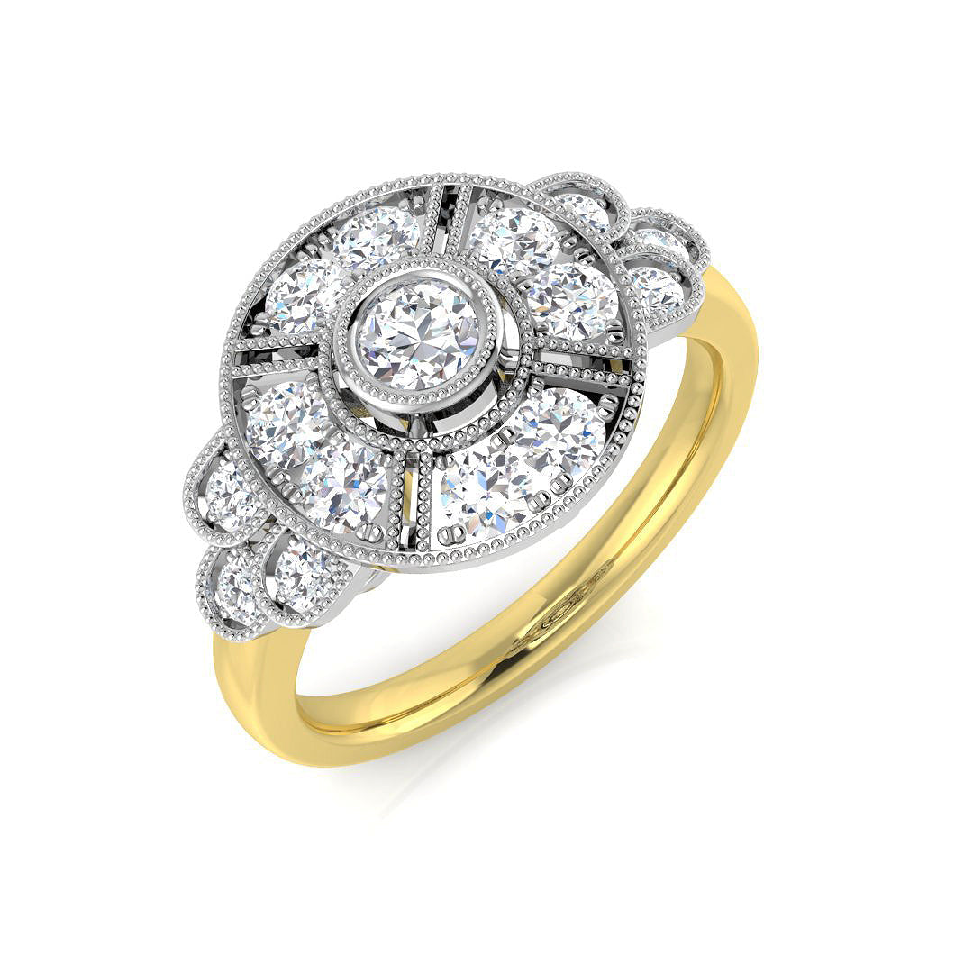 Vintage Diamond Ring 0.32ct–0.74ct – SL9158 – 18k Yellow Gold
