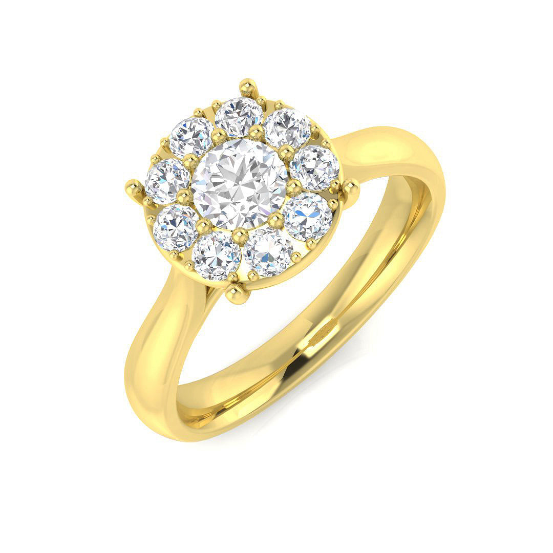 Cluster Diamond Ring 0.32ct–1.03ct – SR681 – 18k Yellow Gold