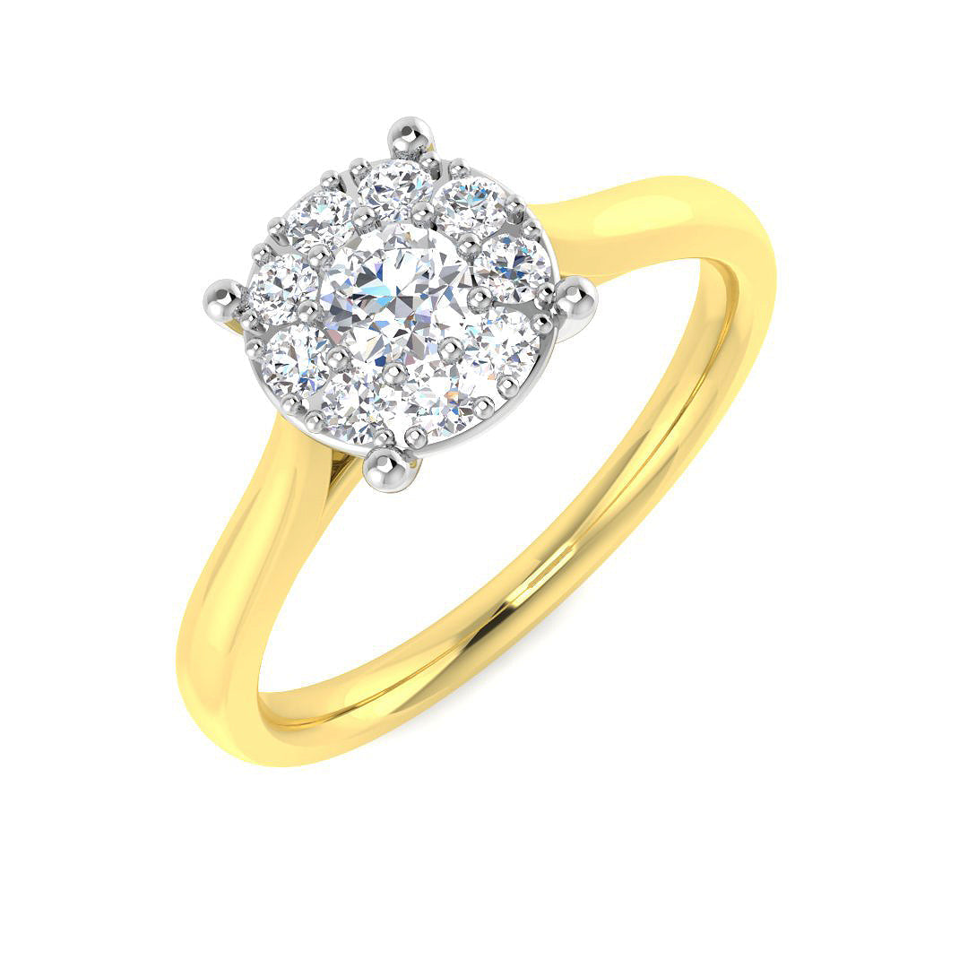 Cluster Diamond Ring 0.32ct–1.03ct – SR681 – 18k Yellow Gold