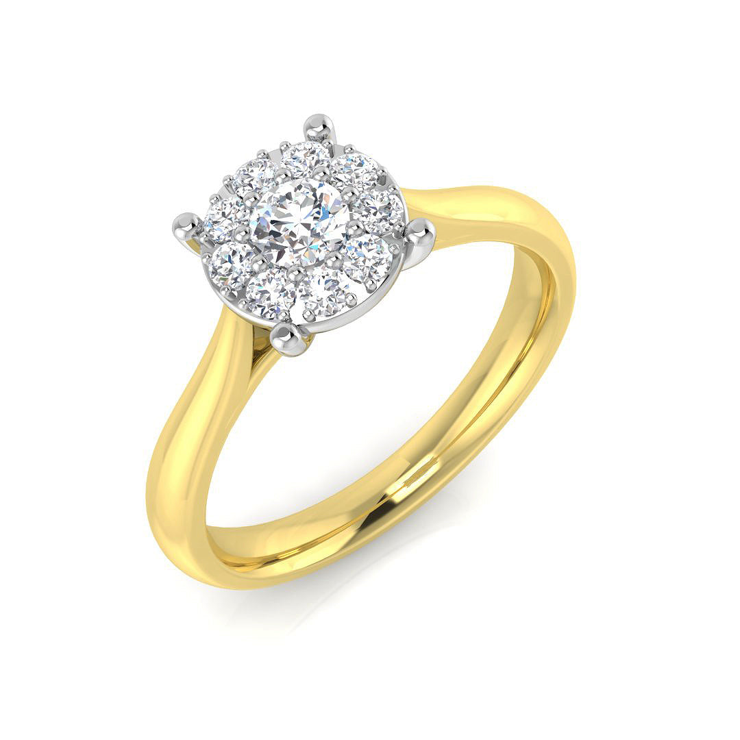 Cluster Diamond Ring 0.32ct–1.03ct – SR681 – 18k Yellow Gold