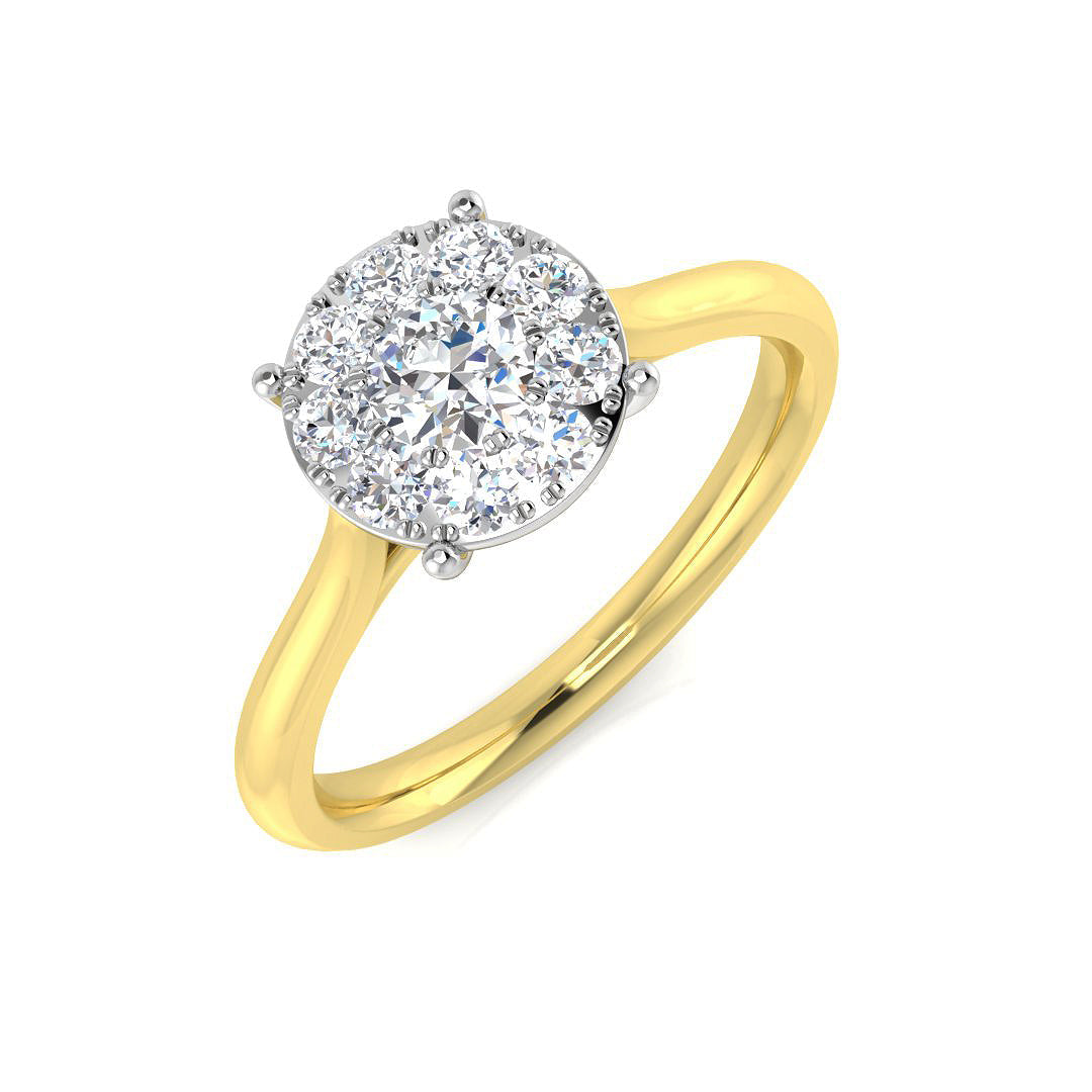 Cluster Diamond Ring 0.32ct–1.03ct – SR681 – 18k Yellow Gold