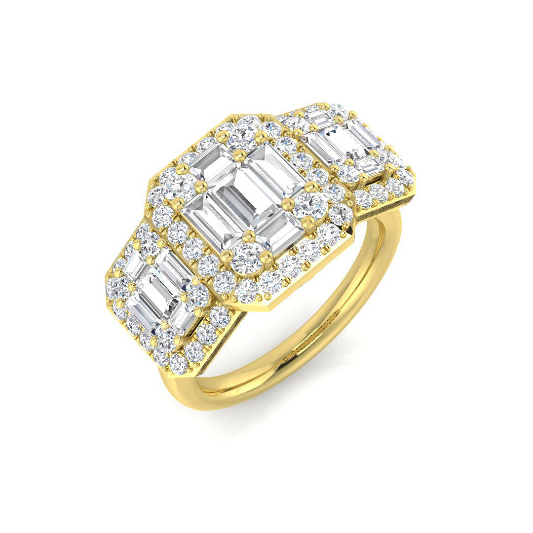 Baguette & Brilliant Diamond Ring 0.44ct–2.23ct – SR394 – 18k Yellow Gold