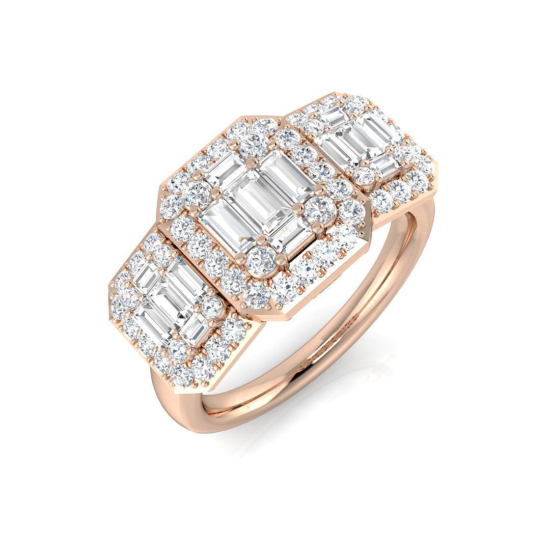 Baguette & Brilliant Diamond Ring 0.44ct–2.23ct – SR394 – 18k Rose Gold