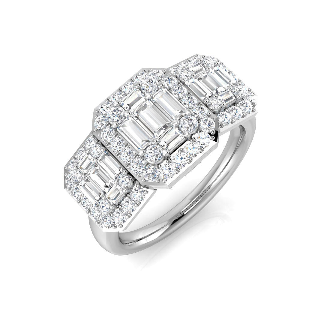 Baguette & Brilliant Diamond Ring 0.44ct–2.23ct – SR394 – 18k White Gold