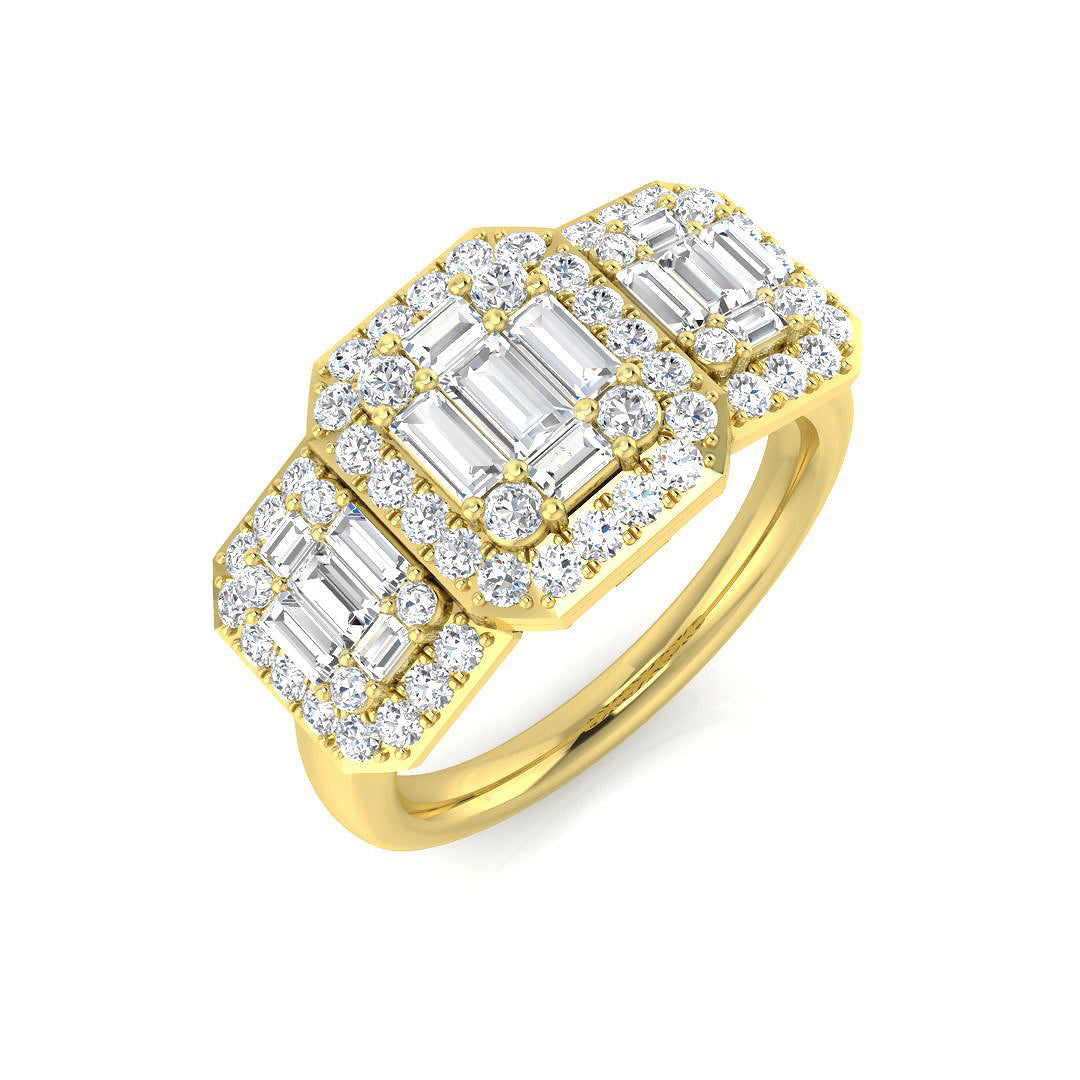 Baguette & Brilliant Diamond Ring 0.44ct–2.23ct – SR394 – 18k Yellow Gold