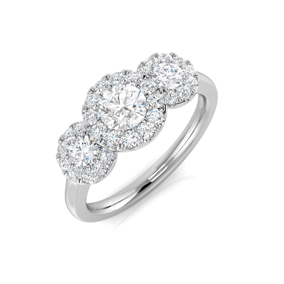 Three Stone Diamond Ring 0.88ct – SL9546 – 18k White Gold