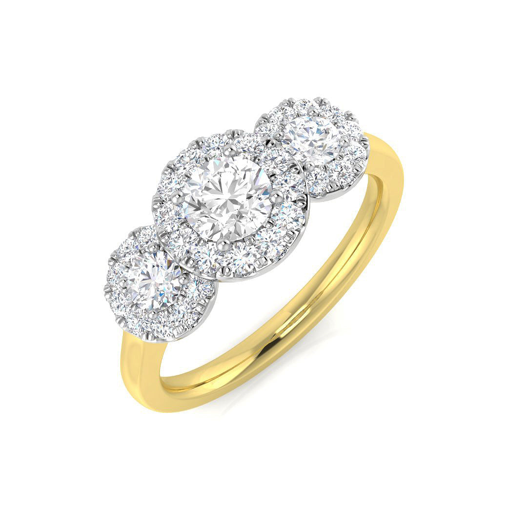 Three Stone Diamond Ring 0.88ct – SL9546 – 18k Yellow Gold