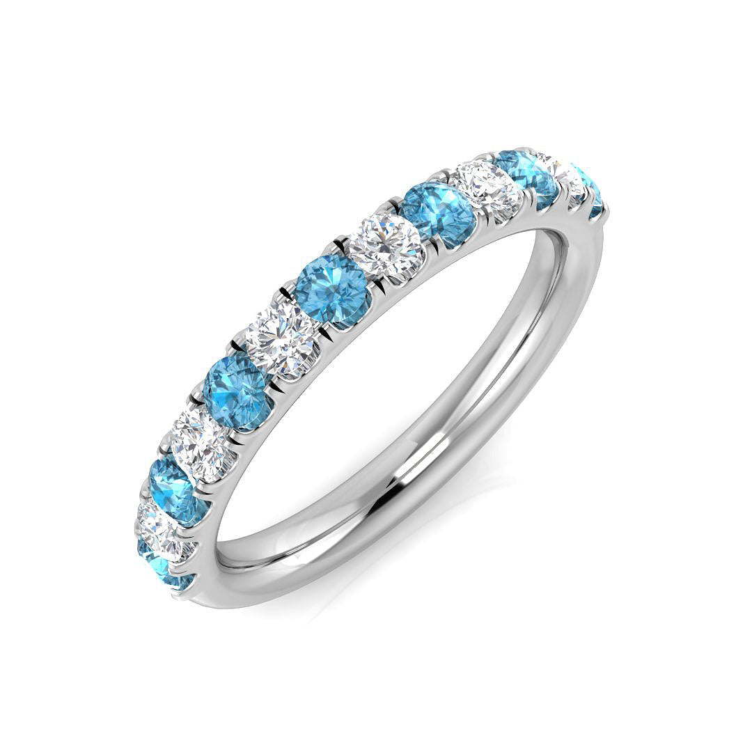 Blue Topaz Diamond Ring 0.65ct – SL9586 – 18k White Gold