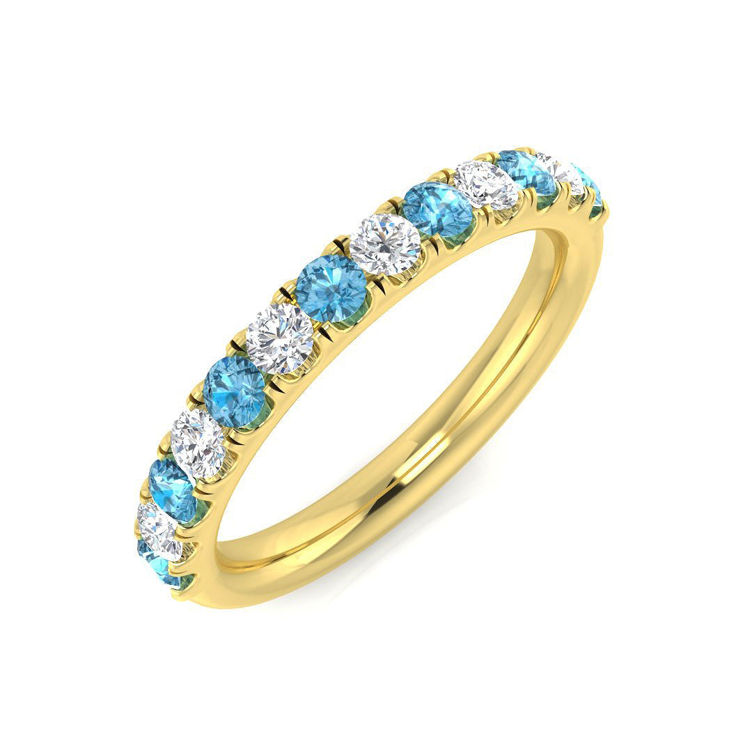 Blue Topaz Diamond Ring 0.65ct – SL9586 – 18k Yellow Gold
