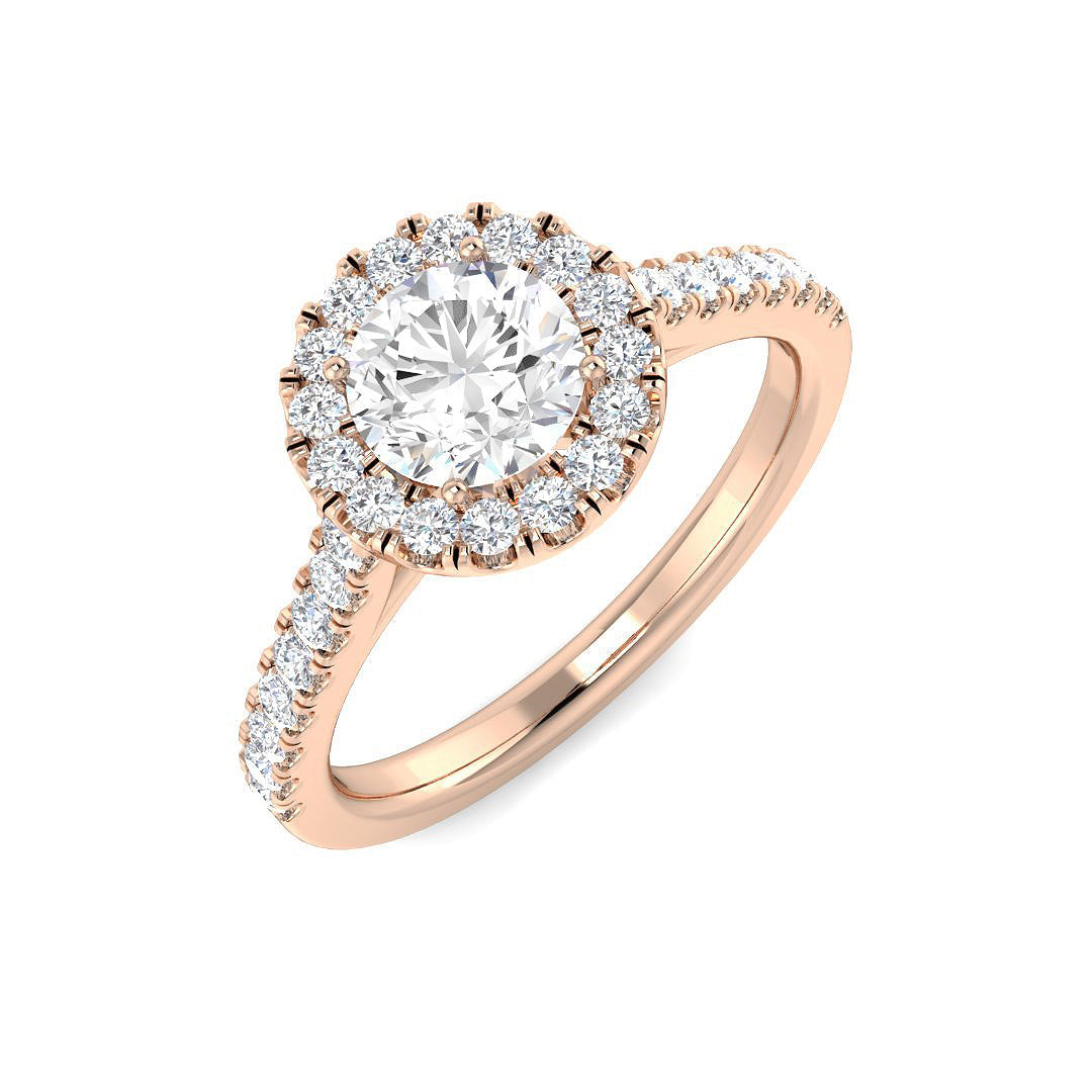 Halo Diamond Ring 0.98ct–1.07ct – SL9667-5.7 – 18k Rose Gold