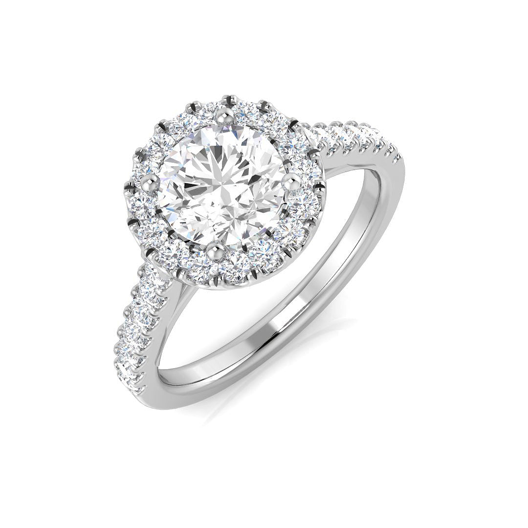 Halo Diamond Ring 1.69ct–1.71ct – SL9671 – 18k White Gold
