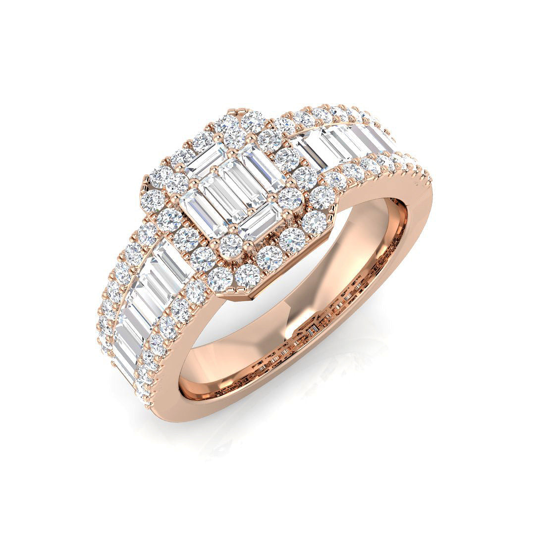 Baguette & Brilliant Diamond Ring 1.1ct–3.72ct – SR551 – 18k Rose Gold
