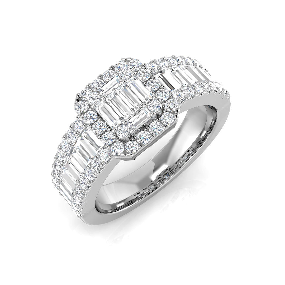 Baguette & Brilliant Diamond Ring 1.1ct–3.72ct – SR551 – 18k White Gold