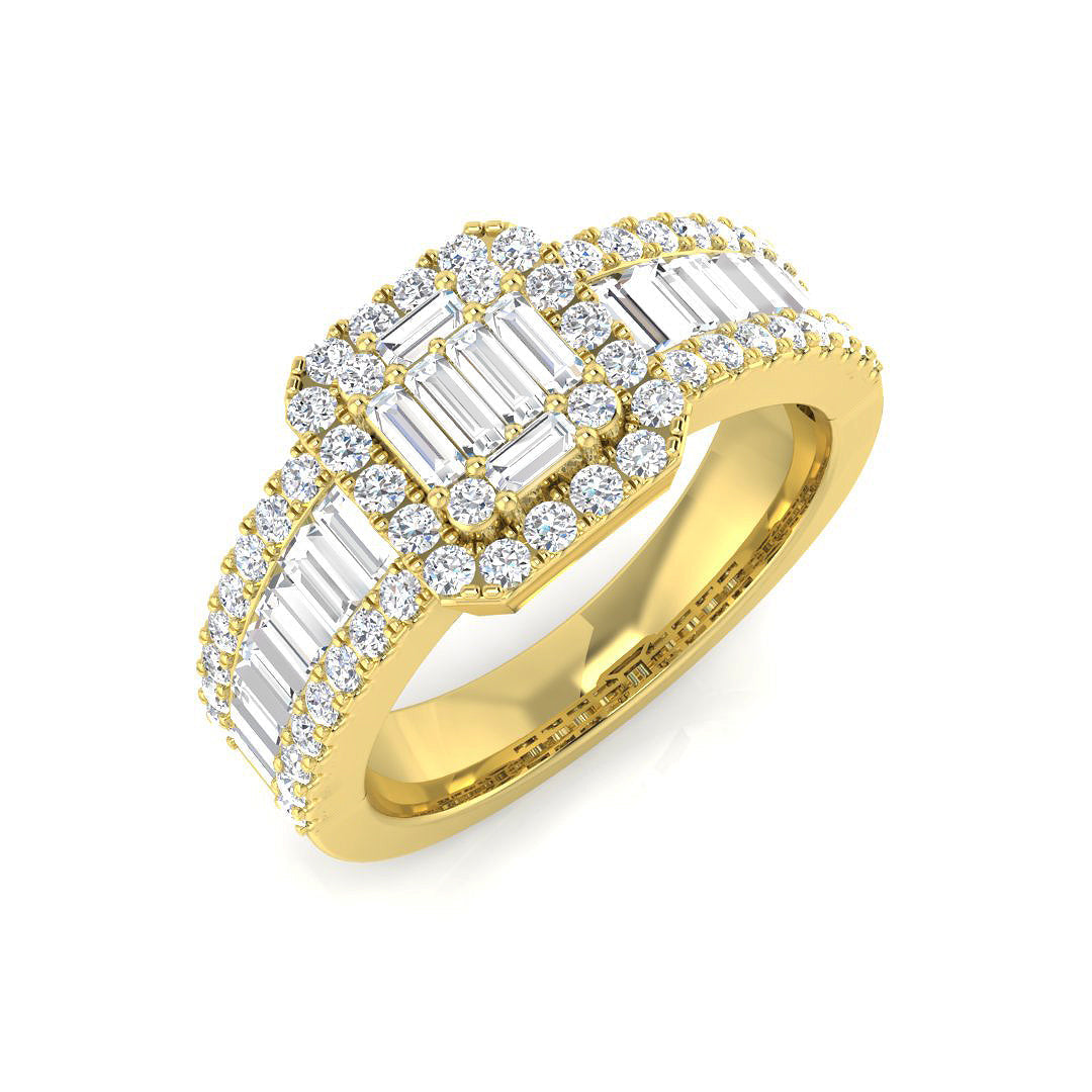 Baguette & Brilliant Diamond Ring 1.1ct–3.72ct – SR551 – 18k Yellow Gold
