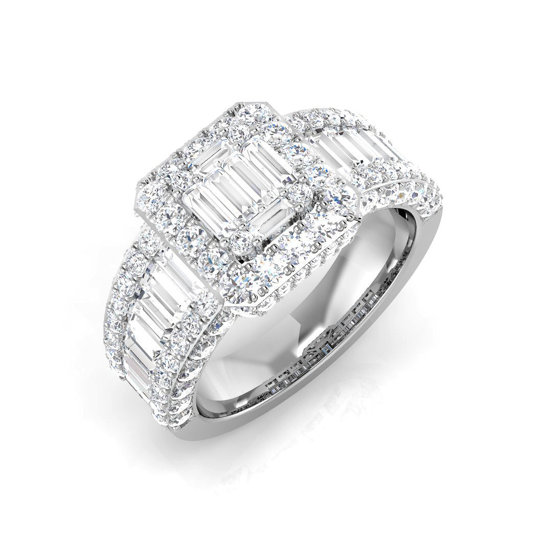 Baguette & Brilliant Diamond Ring 1.1ct–3.72ct – SR551 – 18k White Gold