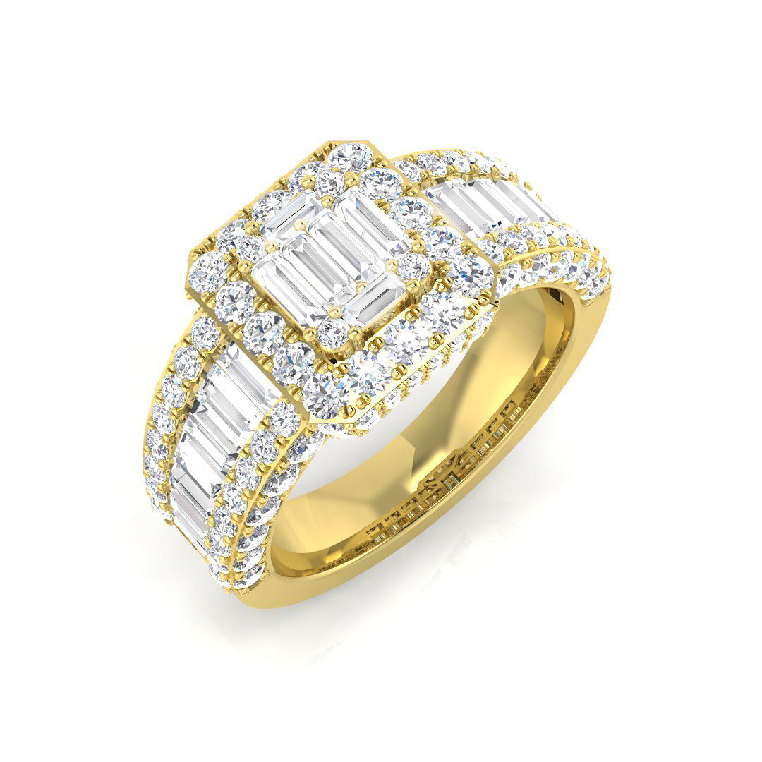 Baguette & Brilliant Diamond Ring 1.1ct–3.72ct – SR551 – 18k Yellow Gold
