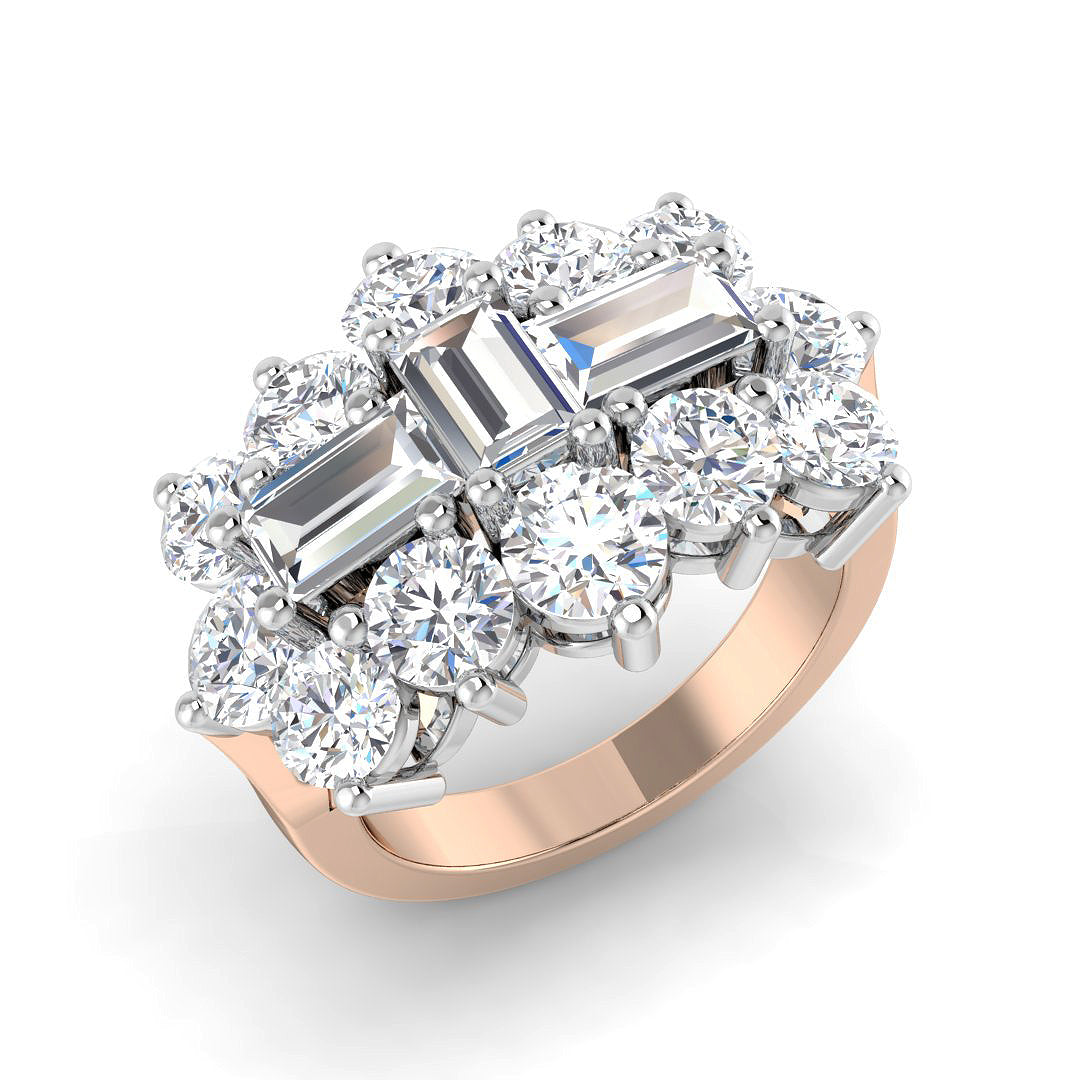 Baguette & Brilliant Diamond Ring 4.57ct–4.66ct – SL9776 – 18k Rose Gold