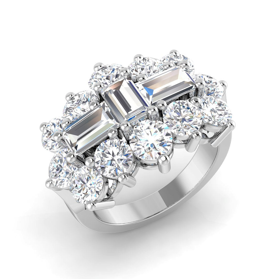 Baguette & Brilliant Diamond Ring 4.57ct–4.66ct – SL9776 – 18k White Gold
