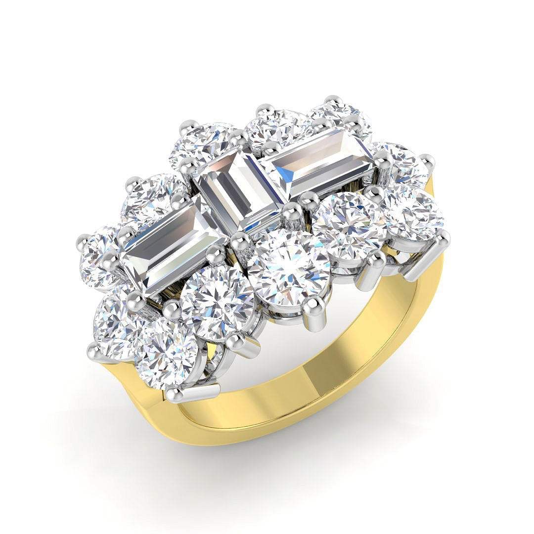 Baguette & Brilliant Diamond Ring 4.57ct–4.66ct – SL9776 – 18k Yellow Gold