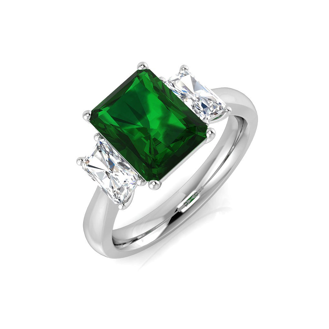 Three Stone Diamond Ring 2.19ct–3.13ct – SL9796~EM – 18k White Gold