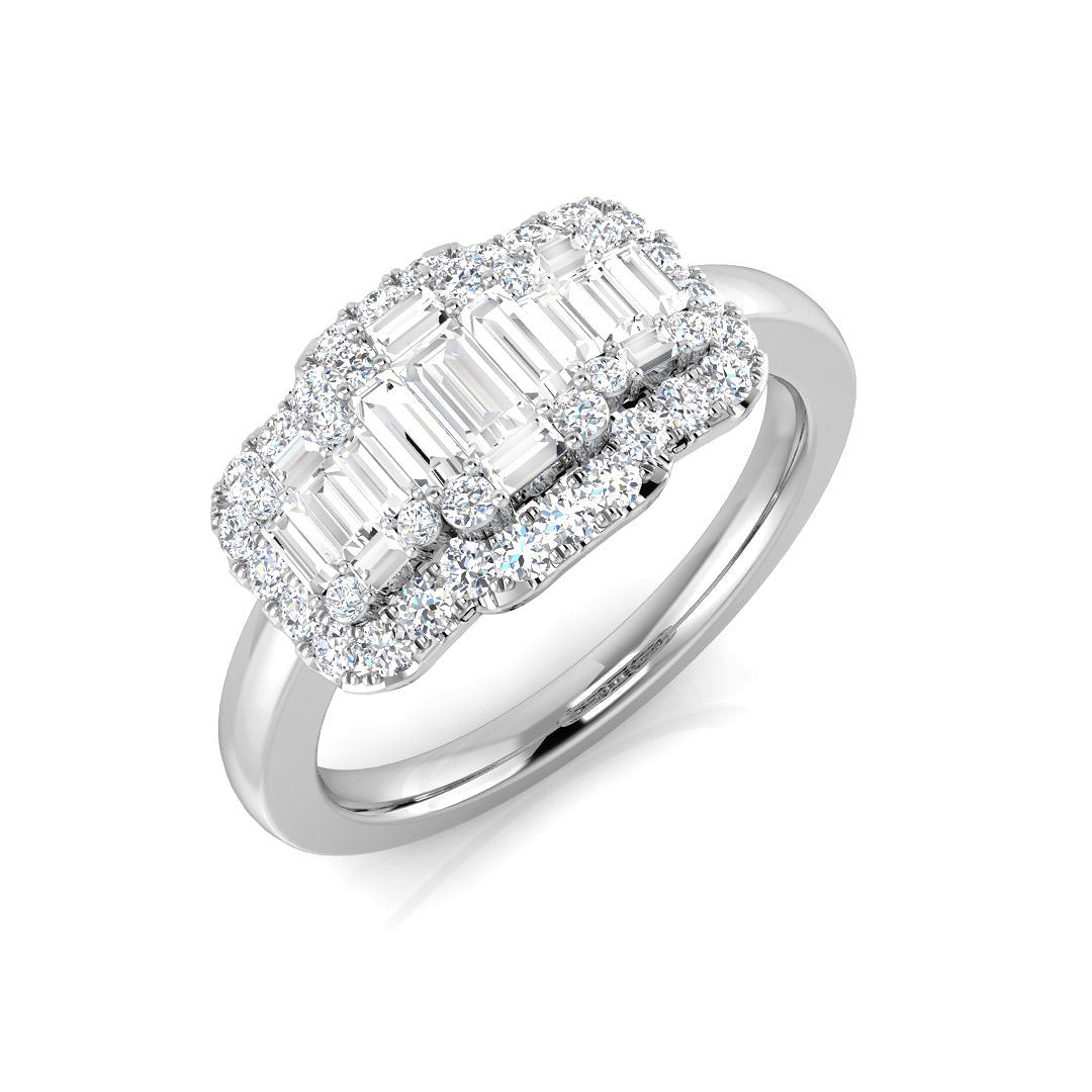 Baguette & Brilliant Diamond Ring 0.73ct – SL9808 – 18k White Gold