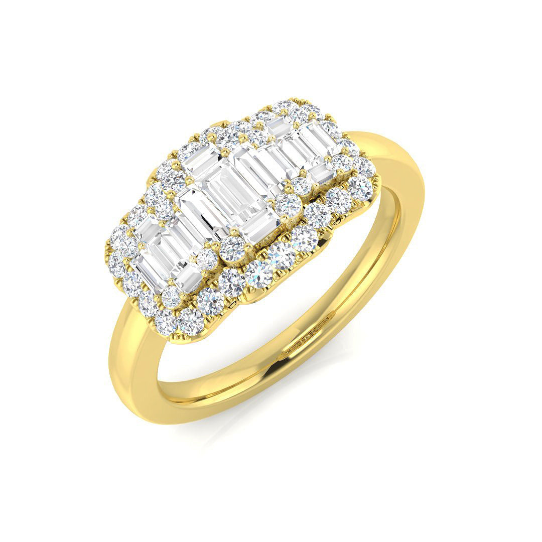 Baguette & Brilliant Diamond Ring 0.73ct – SL9808 – 18k Yellow Gold