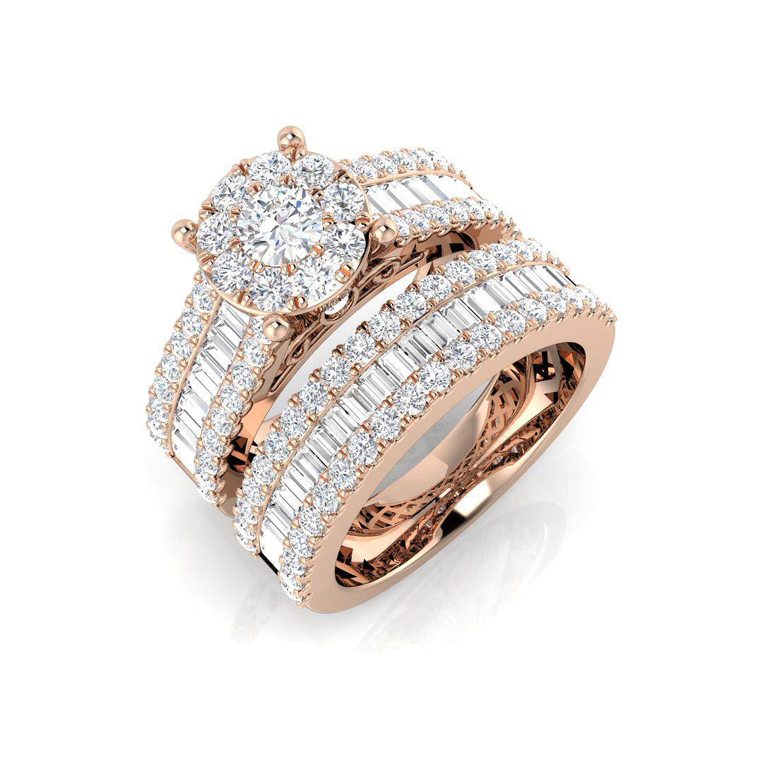 Baguette & Brilliant Diamond Ring 2.41ct–3.24ct – SR244A – 18k Rose Gold