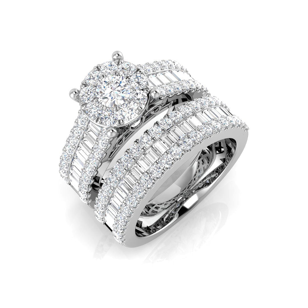 Baguette & Brilliant Diamond Ring 2.41ct–3.24ct – SR244A – 18k White Gold