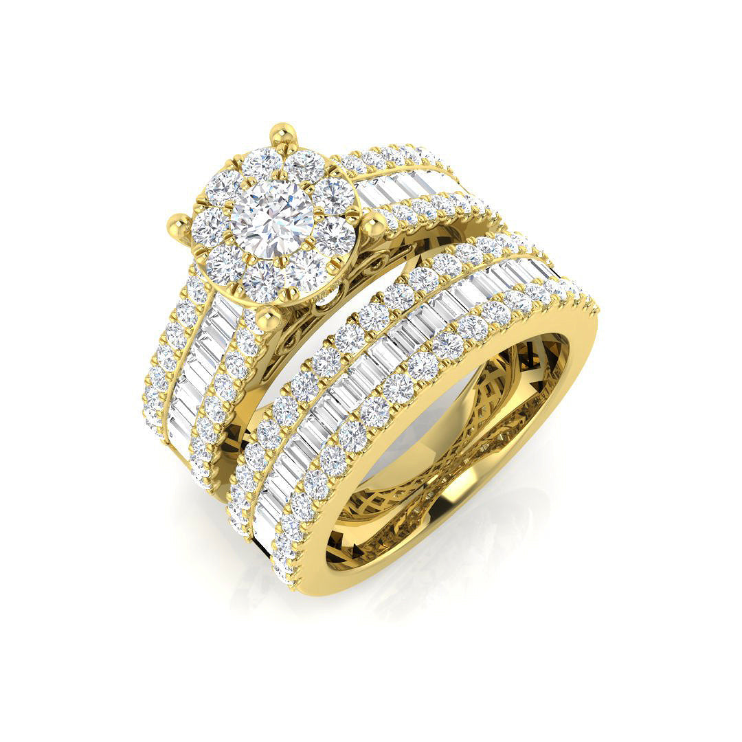 Baguette & Brilliant Diamond Ring 2.41ct–3.24ct – SR244A – 18k Yellow Gold