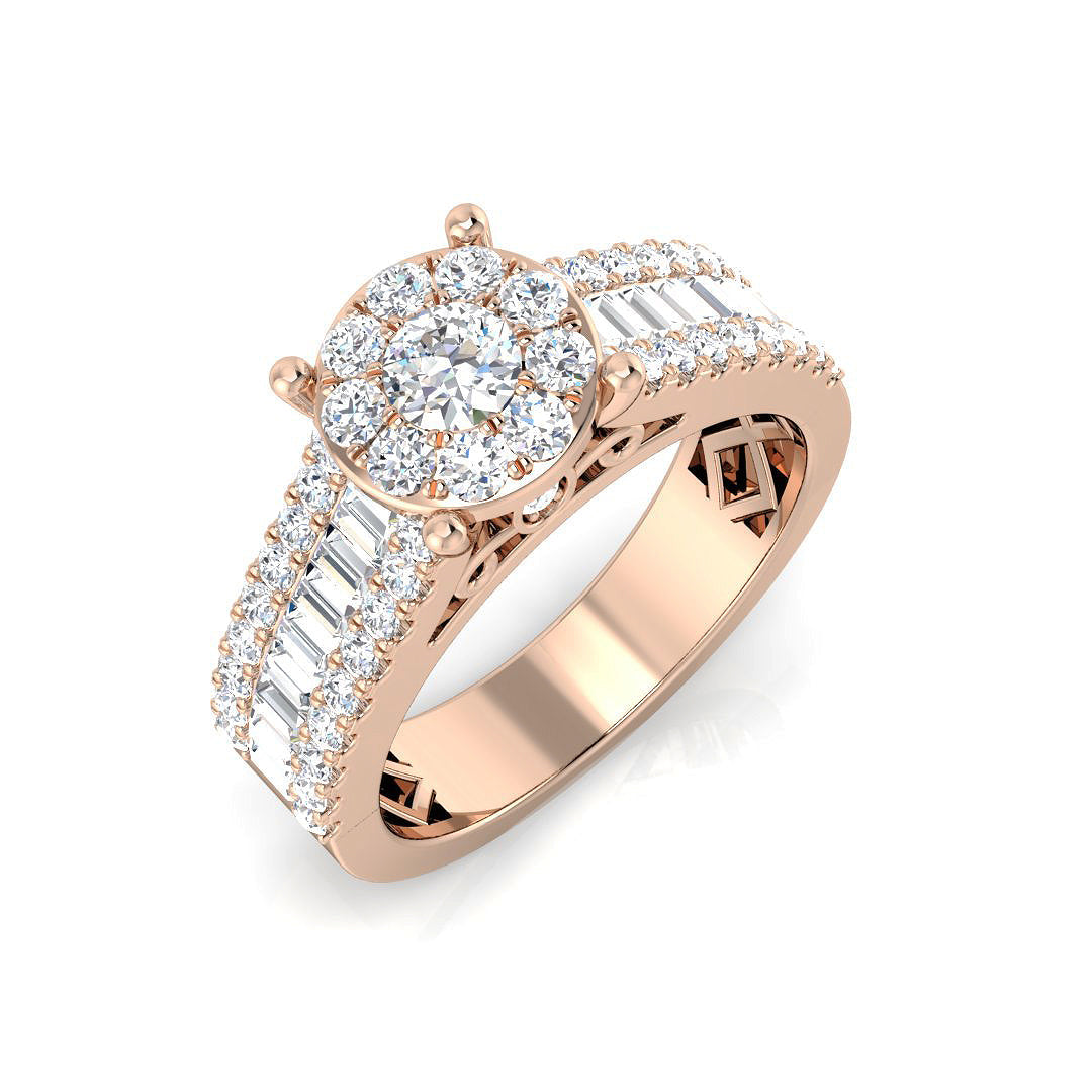 Baguette & Brilliant Diamond Ring 0.79ct–3.19ct – SR15 – 18k Rose Gold