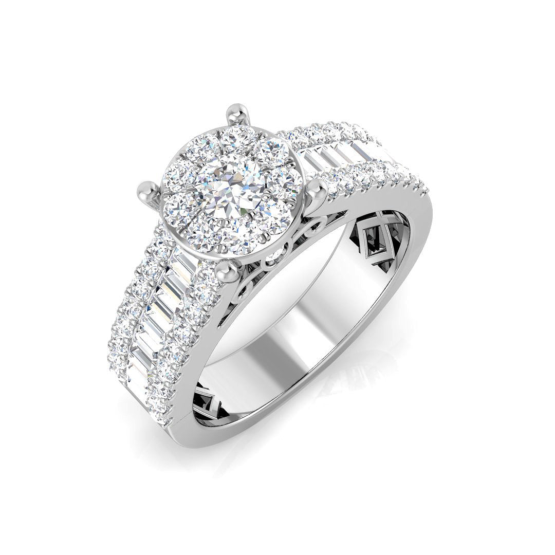 Baguette & Brilliant Diamond Ring 0.79ct–3.19ct – SR15 – 18k White Gold