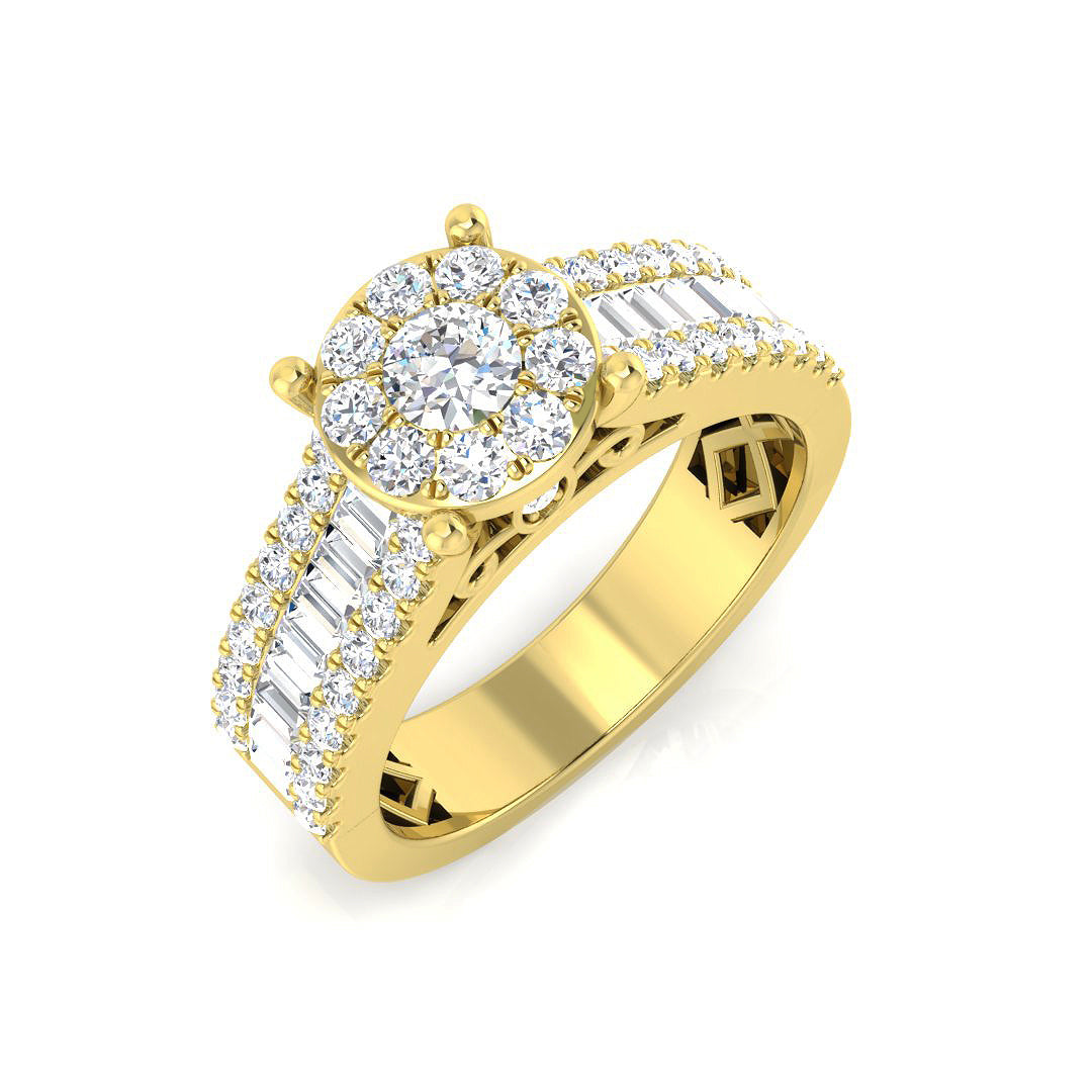 Baguette & Brilliant Diamond Ring 0.79ct–3.19ct – SR15 – 18k Yellow Gold