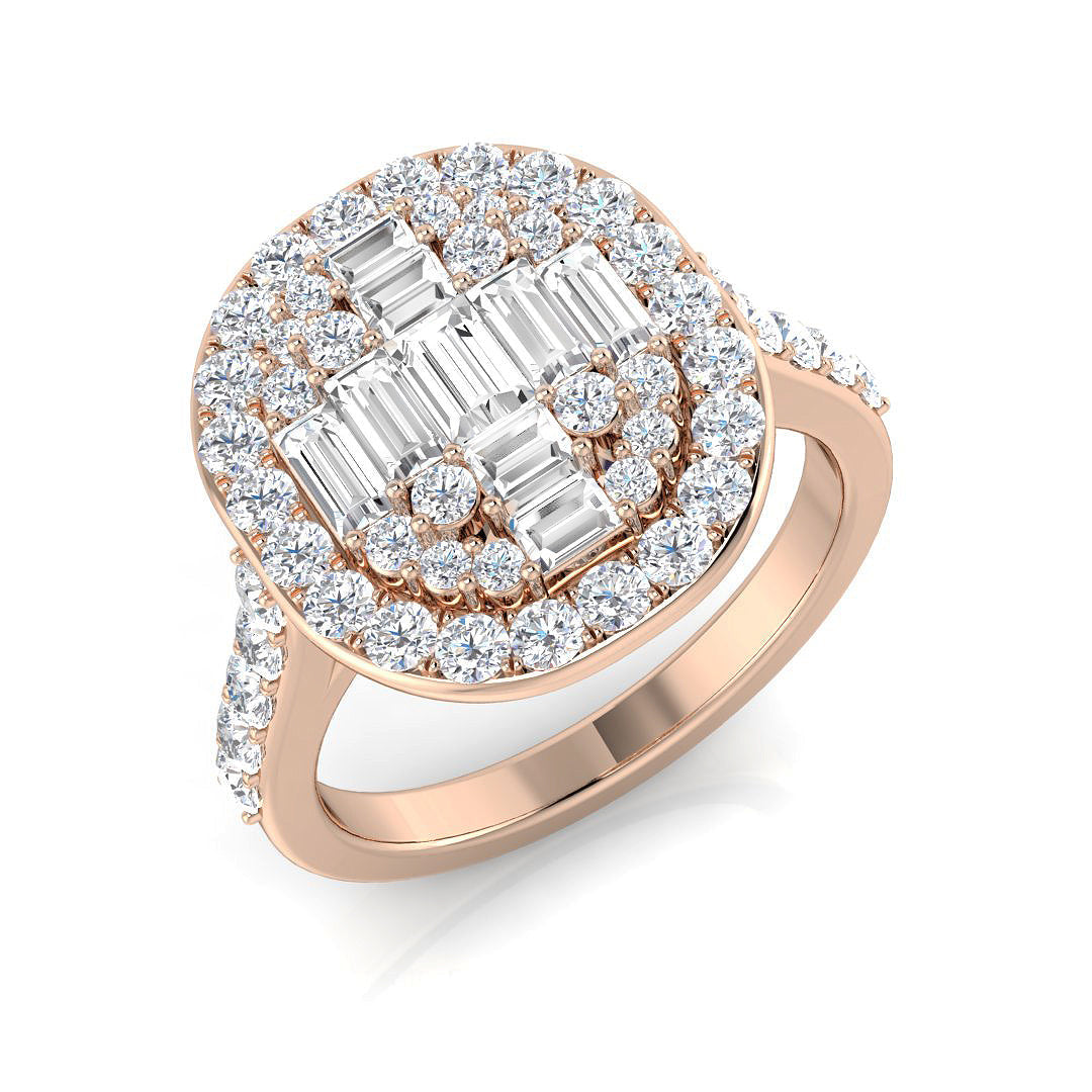 Baguette & Brilliant Diamond Ring 1.36ct – SL9856 – 18k Rose Gold