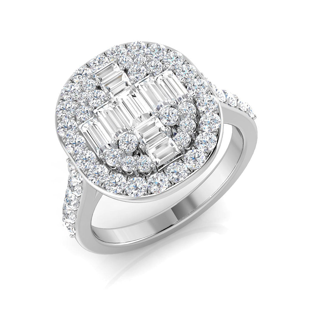 Baguette & Brilliant Diamond Ring 1.36ct – SL9856 – 18k White Gold