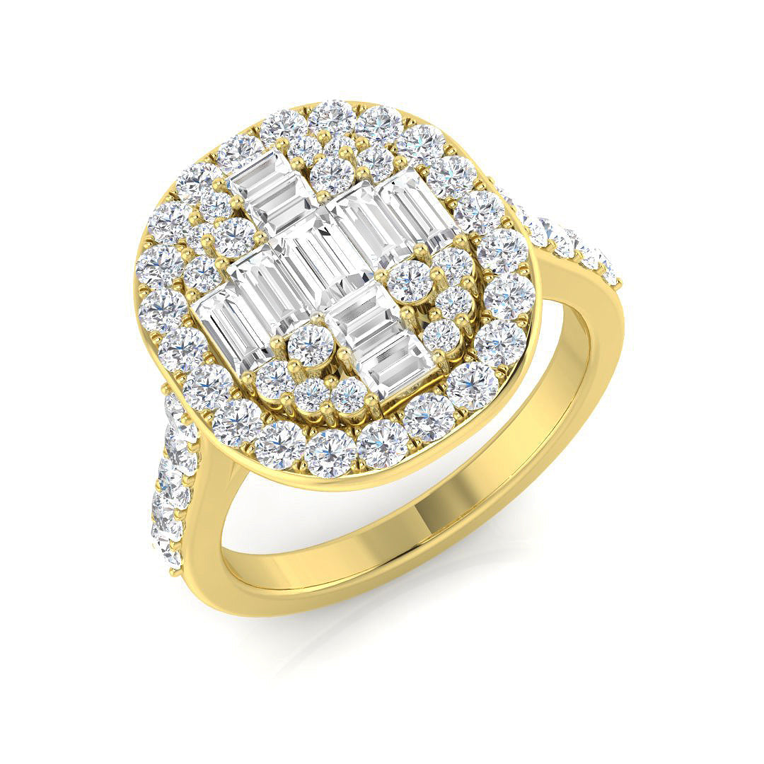 Baguette & Brilliant Diamond Ring 1.36ct – SL9856 – 18k Yellow Gold