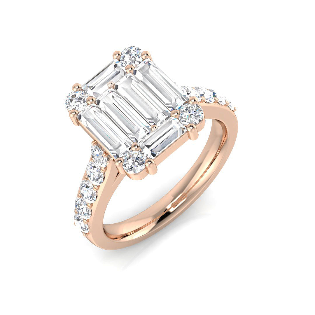 Baguette & Brilliant Diamond Ring 0.48ct–1.68ct – SR61 – 18k Rose Gold