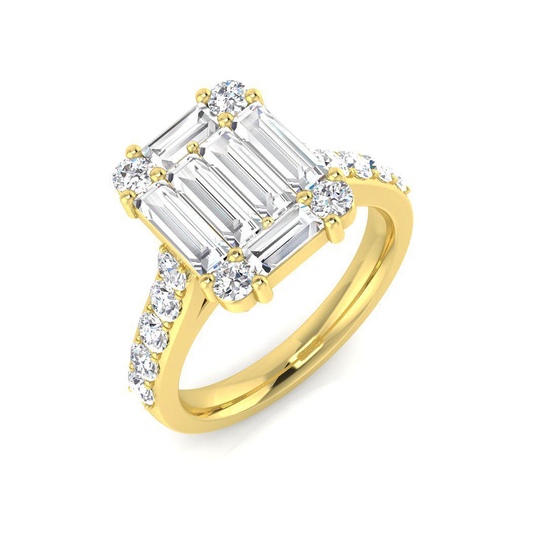 Baguette & Brilliant Diamond Ring 0.48ct–1.68ct – SR61 – 18k Yellow Gold