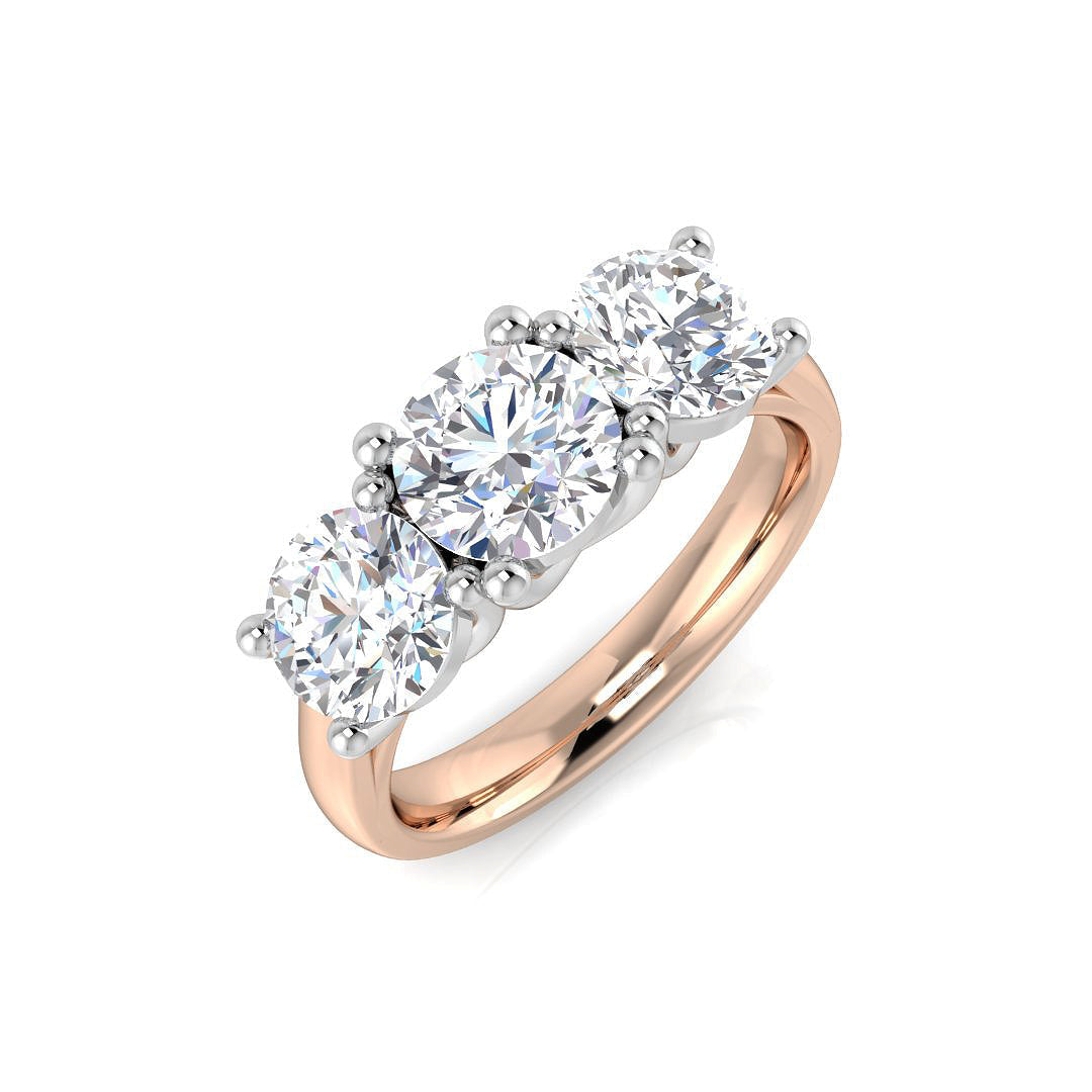 Three Stone Diamond Ring 1.72ct–2.73ct – SL9900 – 18k Rose Gold