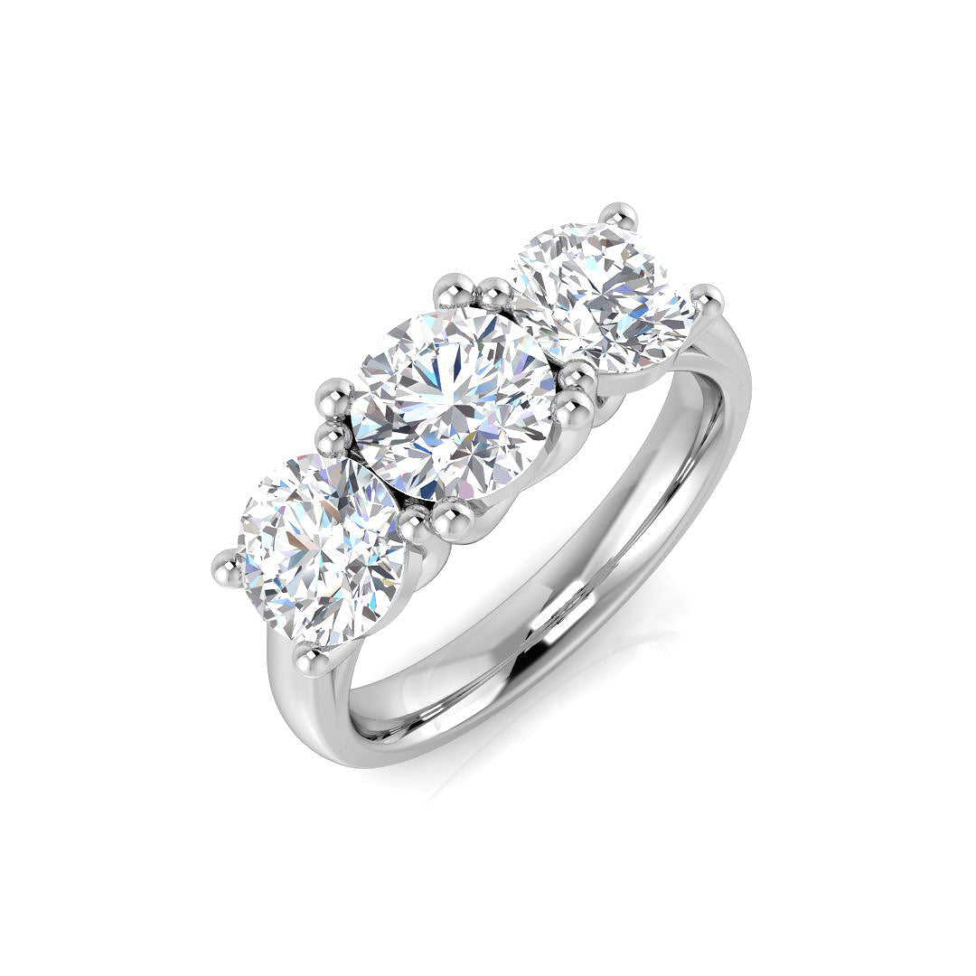 Three Stone Diamond Ring 1.72ct–2.73ct – SL9900 – 18k White Gold