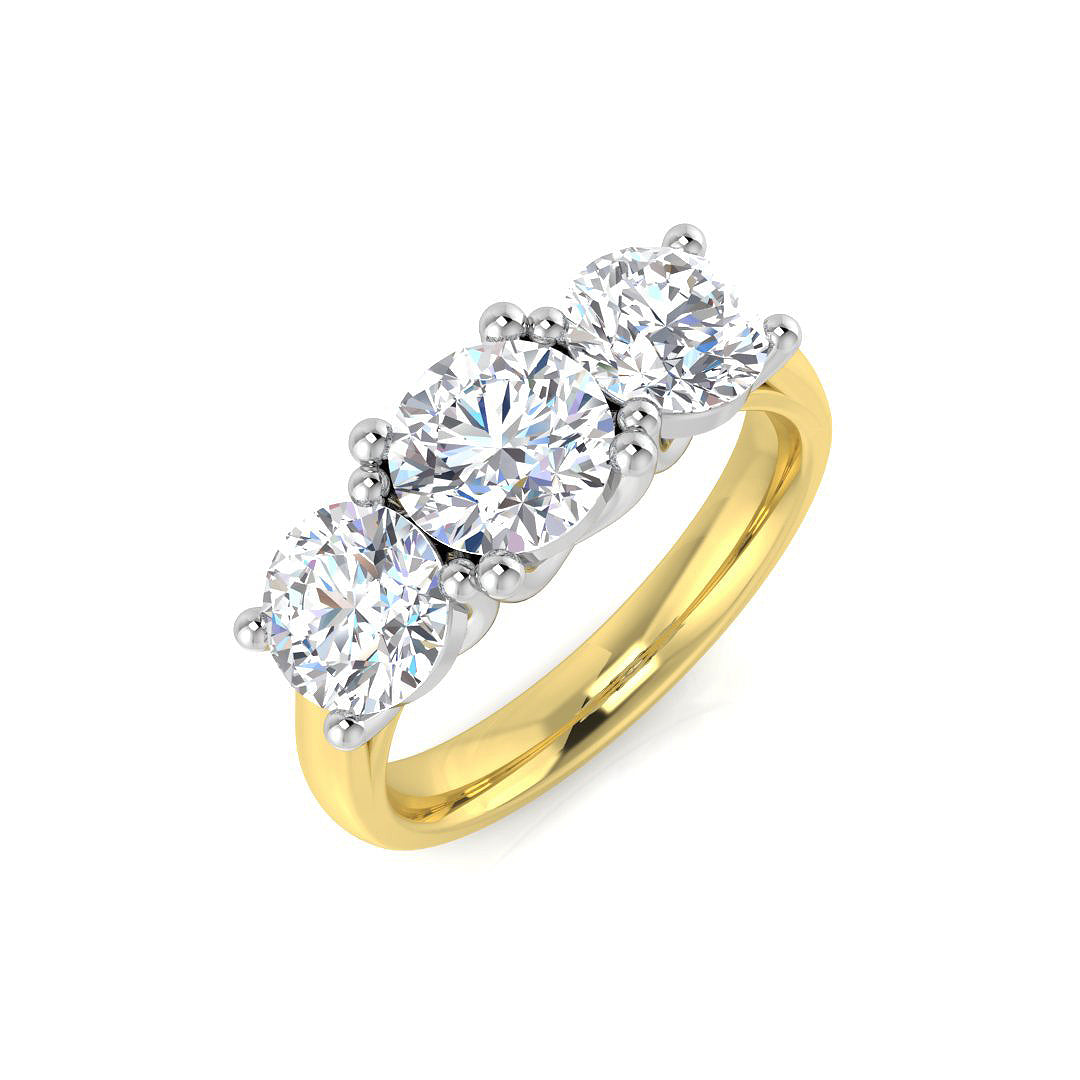 Three Stone Diamond Ring 1.72ct–2.73ct – SL9900 – 18k Yellow Gold