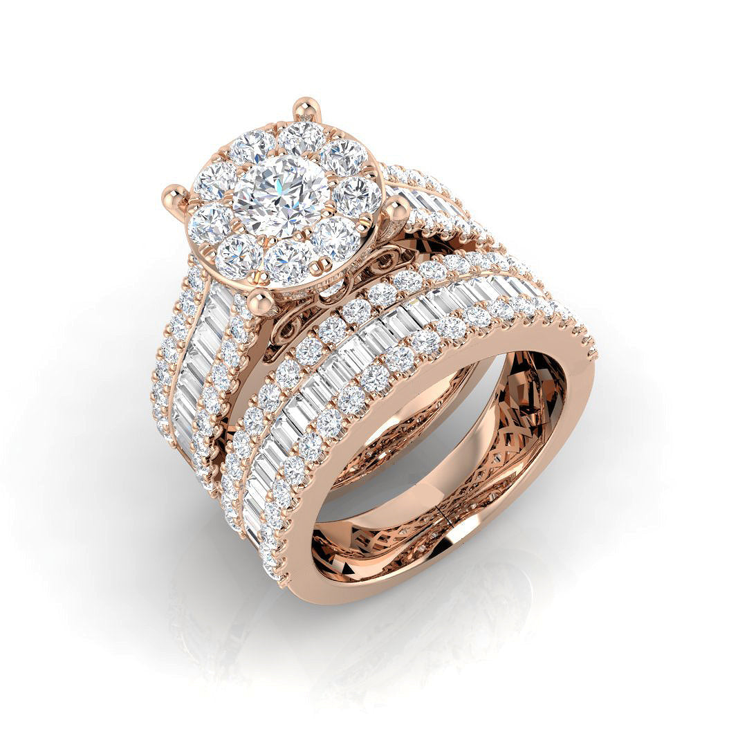 Baguette & Brilliant Diamond Ring 2.41ct–3.24ct – SR244A – 18k Rose Gold