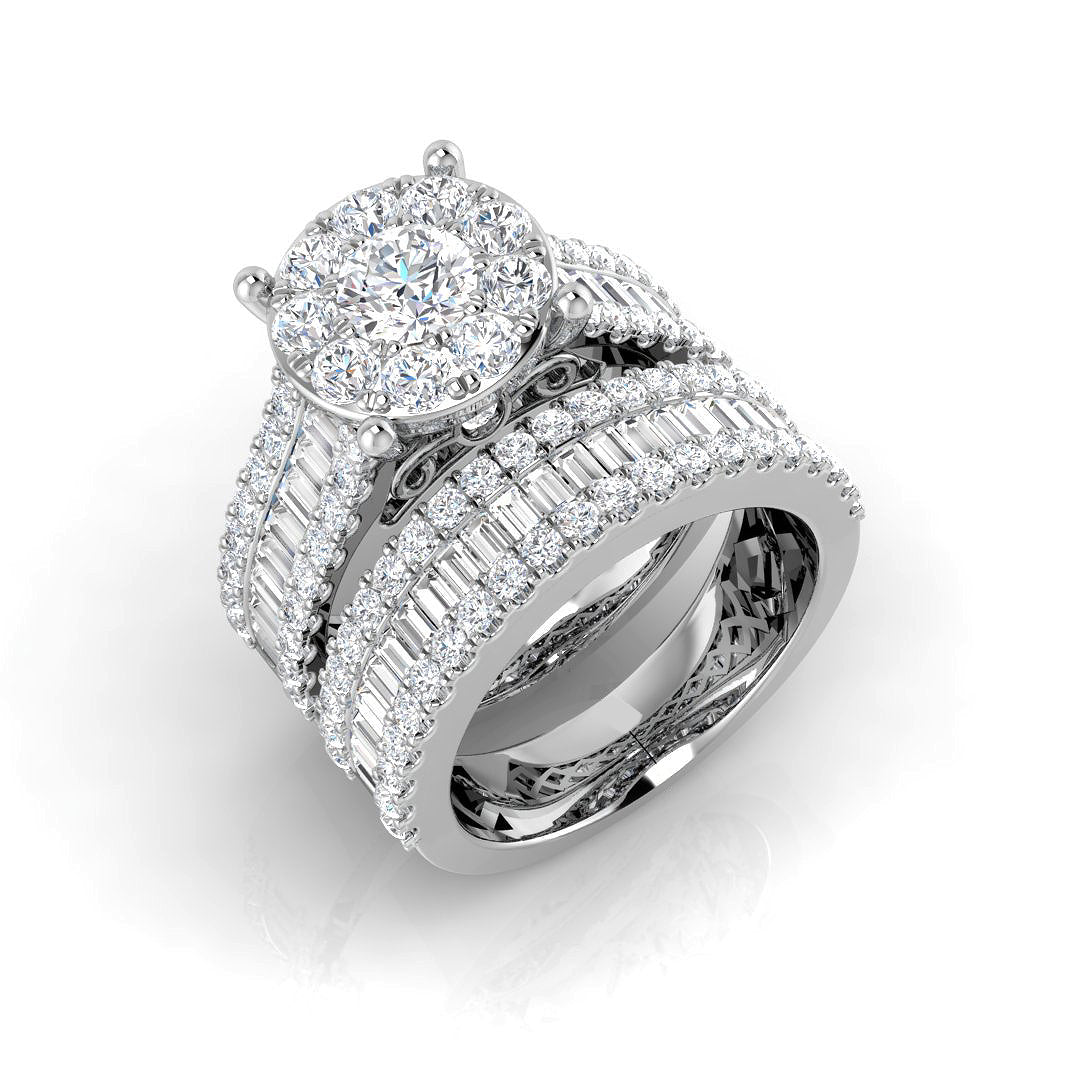 Baguette & Brilliant Diamond Ring 2.41ct–3.24ct – SR244A – 18k White Gold