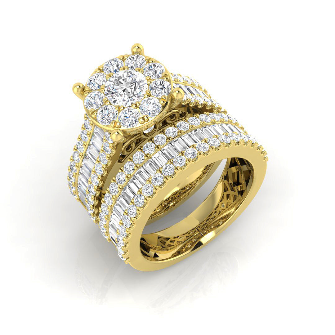 Baguette & Brilliant Diamond Ring 2.41ct–3.24ct – SR244A – 18k Yellow Gold