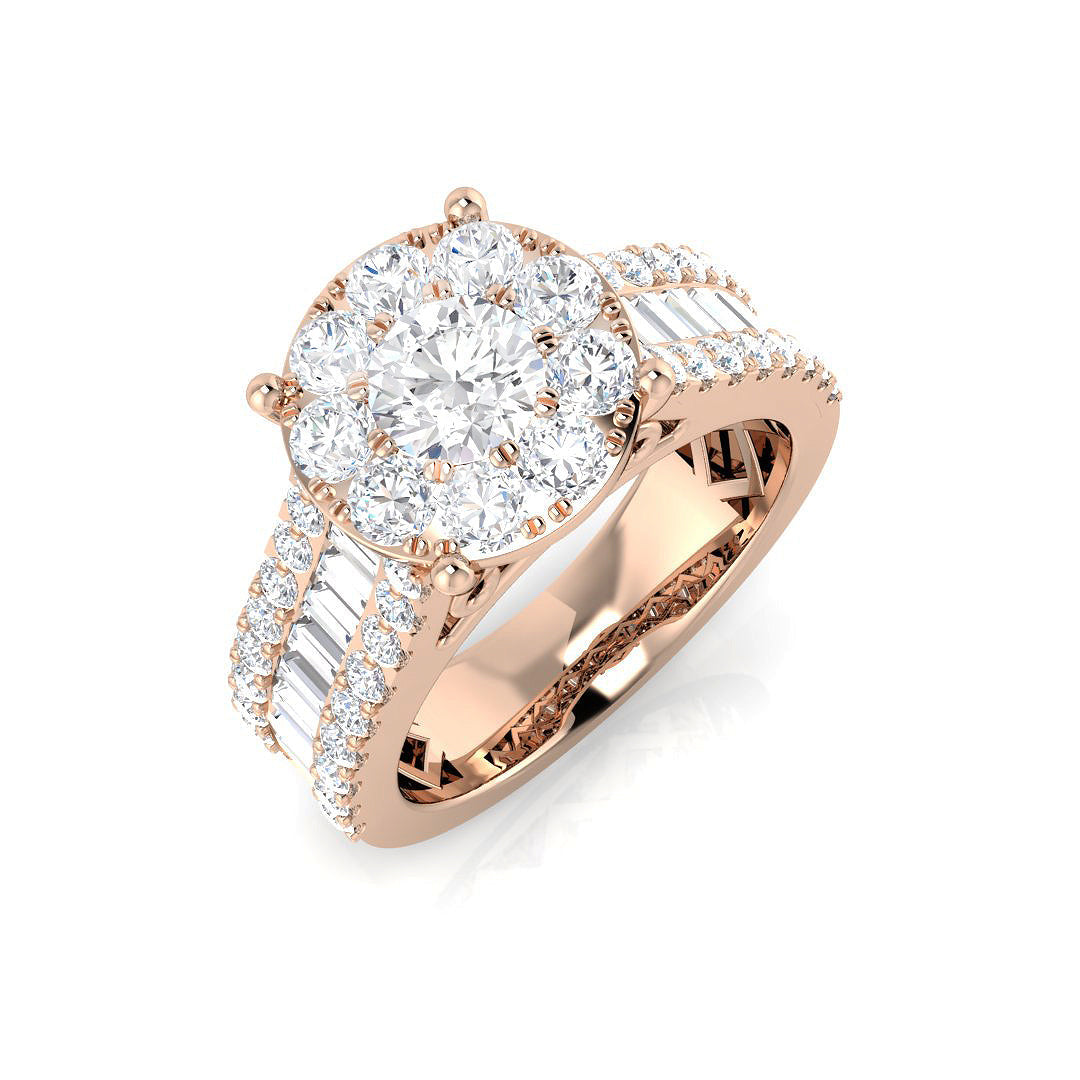Baguette & Brilliant Diamond Ring 0.79ct–3.19ct – SR15 – 18k Rose Gold